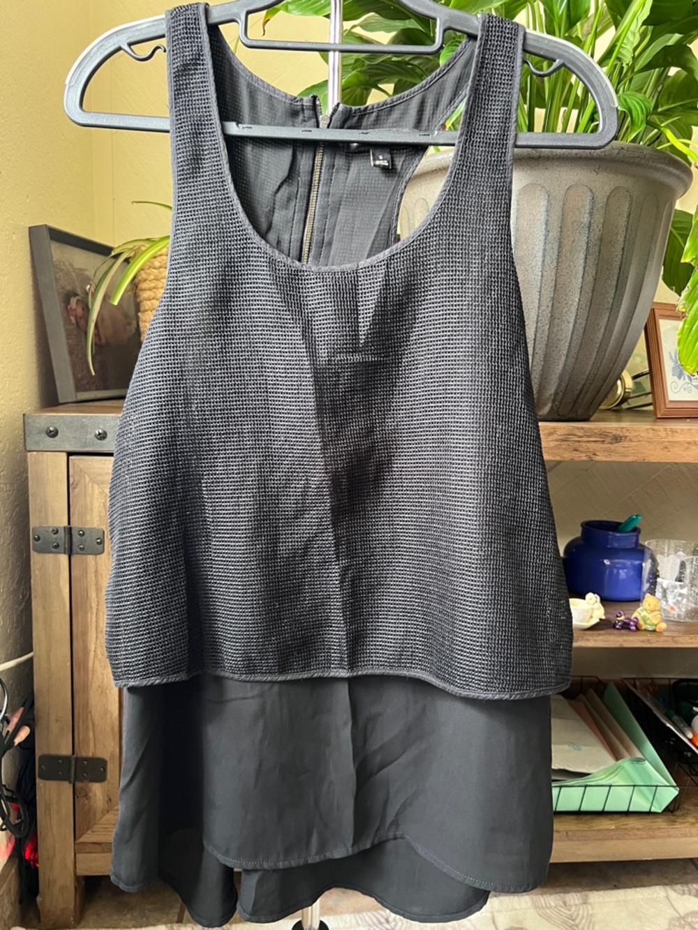 Banana Republic Black Textured Layered Tank